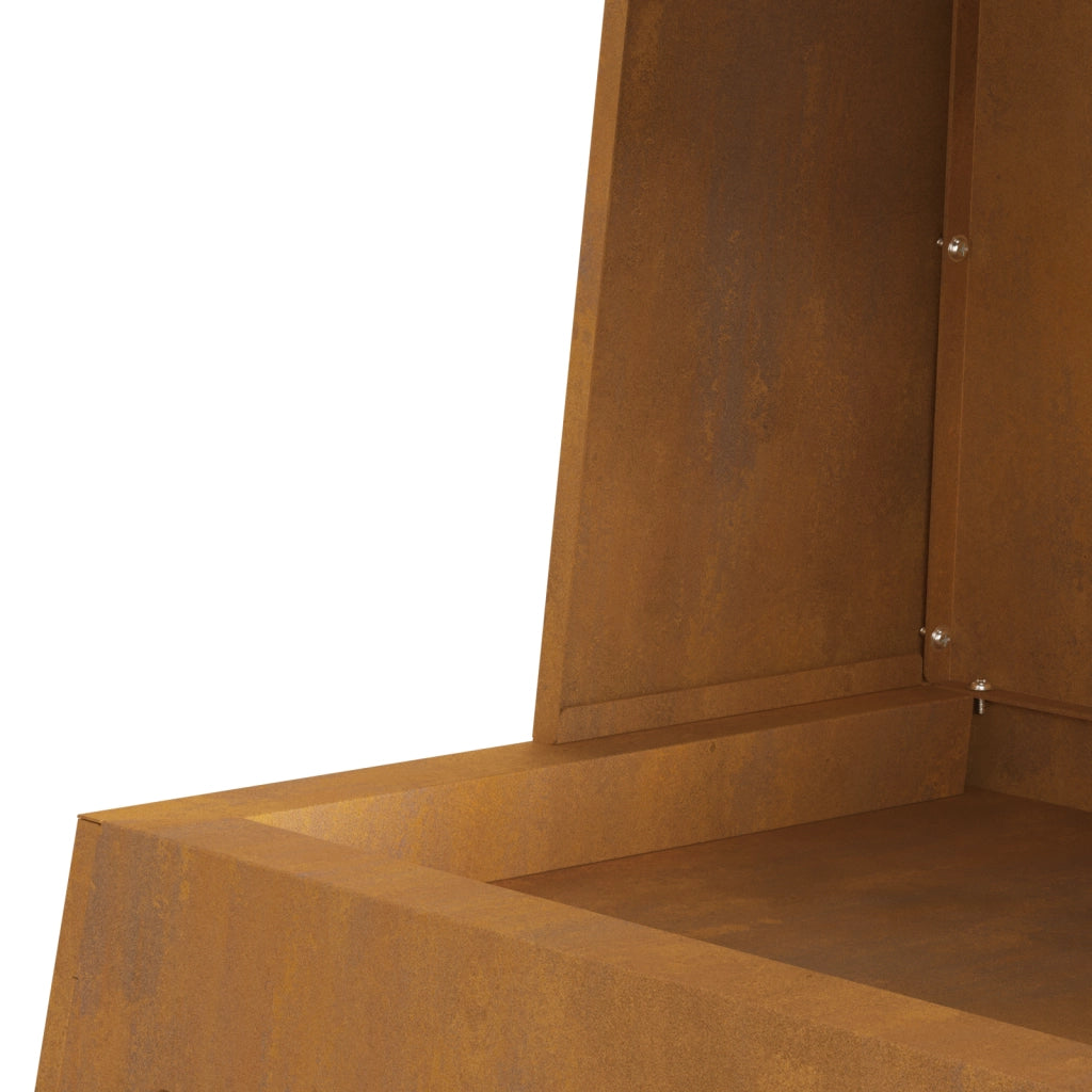 Focolare con deposito per tronchi 60x35x100 cm in acciaio resistente alle intemperie