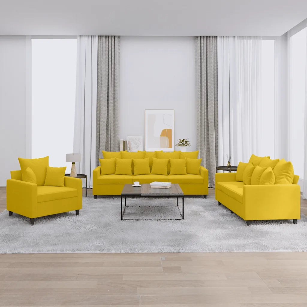 Set di Divani 3 pz con Cuscini giallo in Velluto 3201686