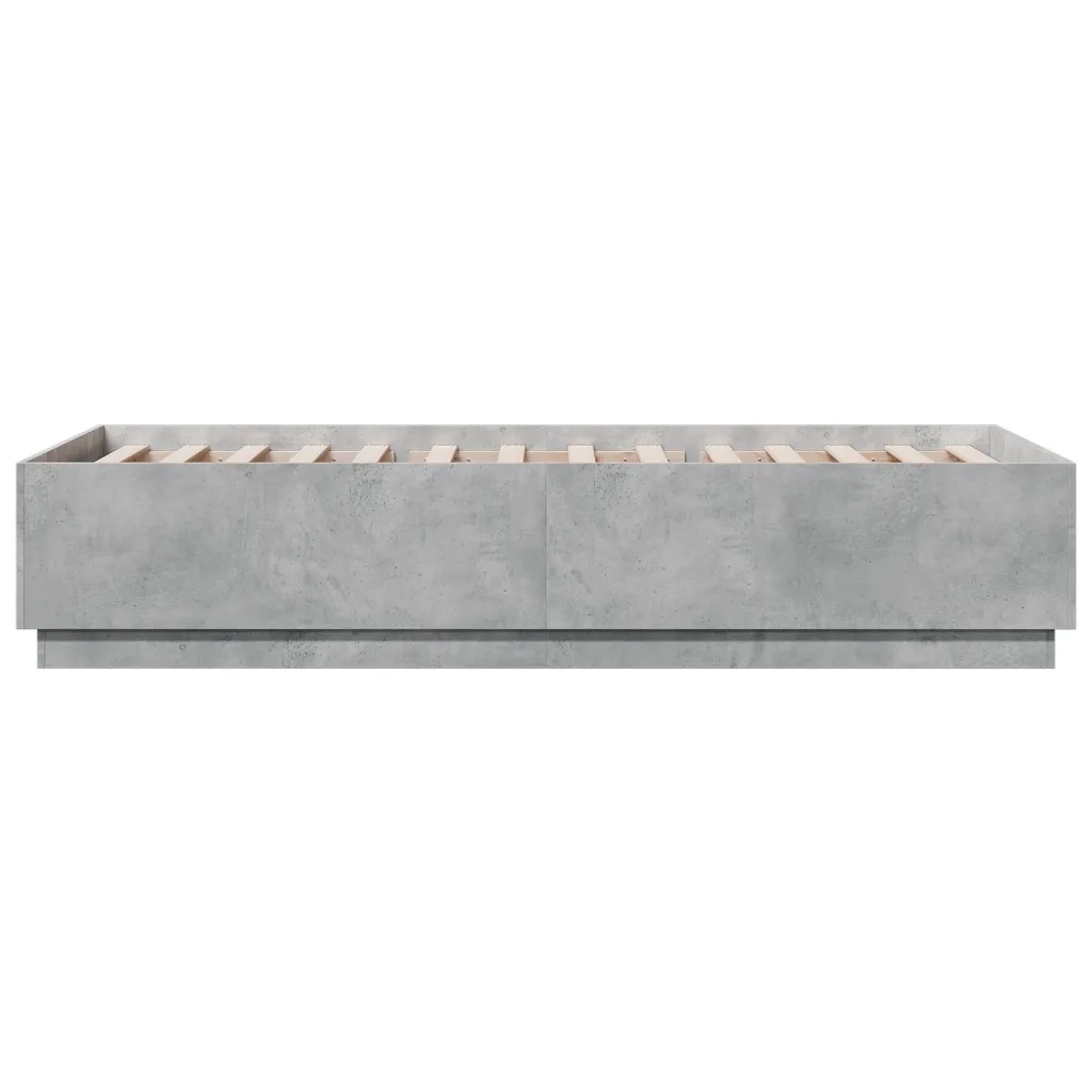 Letto singolo | Letto per adulti | Giroletto Luci LED Grigio Cemento 100x200 cm Legno Multistrato