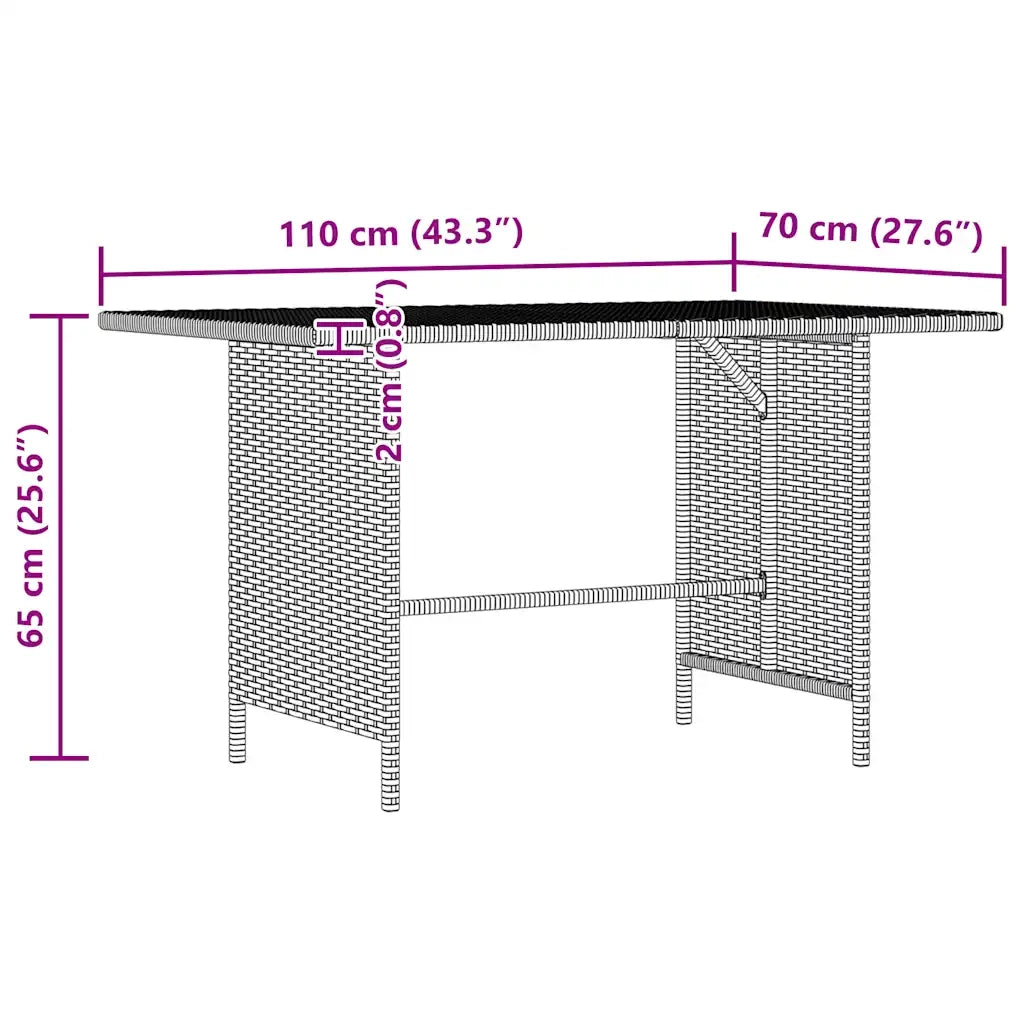 Tavolo da Pranzo da Giardino Grigio 110x70x65 cm in Polyrattan 313497