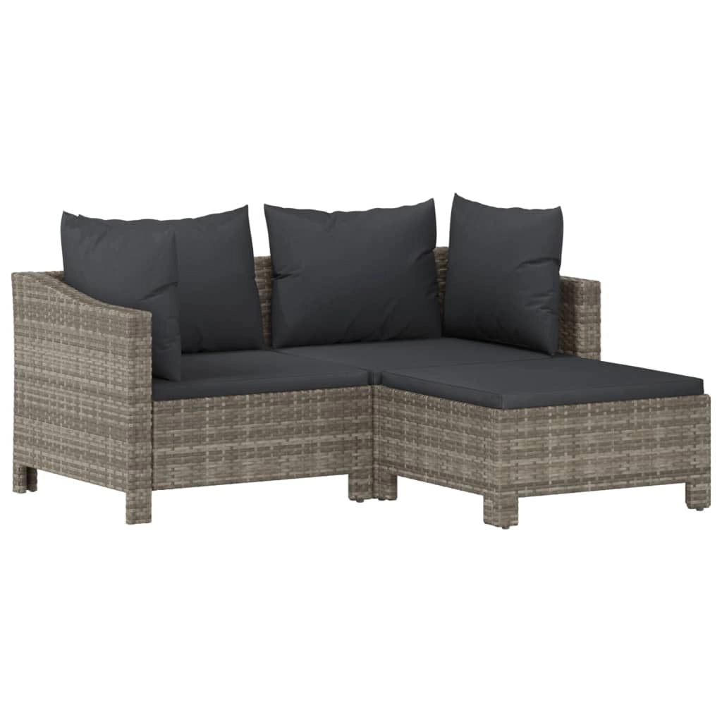 Set di mobili da giardino mobili da esterno 7 pezzi con cuscini resina intrecciata grigia 02_0017209