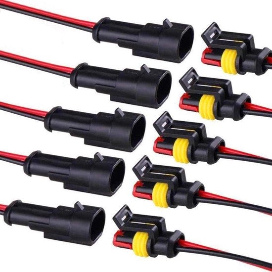 5 pezzi di connettori elettrici a 2 pin a prova d'acqua per cavi per auto - connettori a cavo per auto, camion, barche, scooter, motocicletta con filo 16 AWG