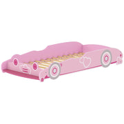 Letto Singolo Infantile con Testiera a Forma di Auto e Barriera Anticaduta ¨C Zephmum ¨C Rosa 70x140 cm