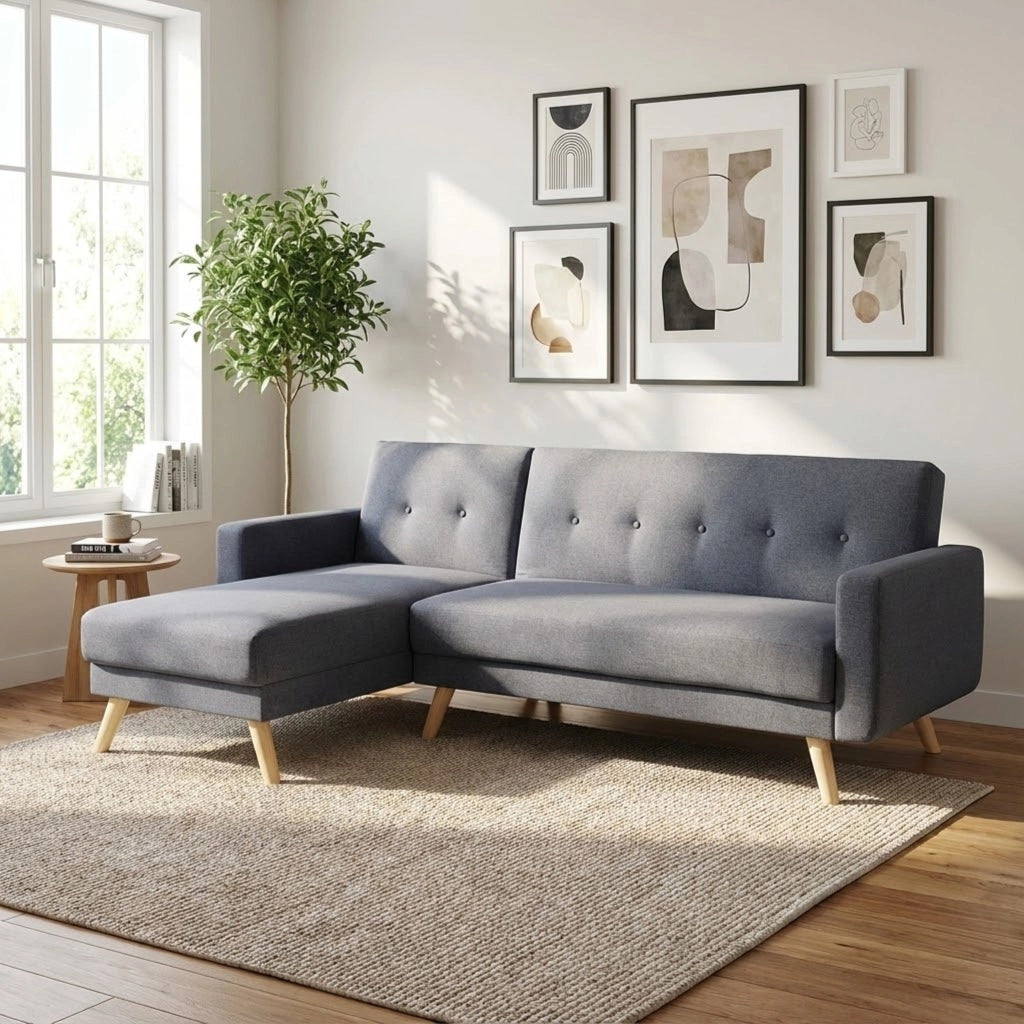 Divano Letto con penisola in Tessuto cm 176x84x84 - JAMES
