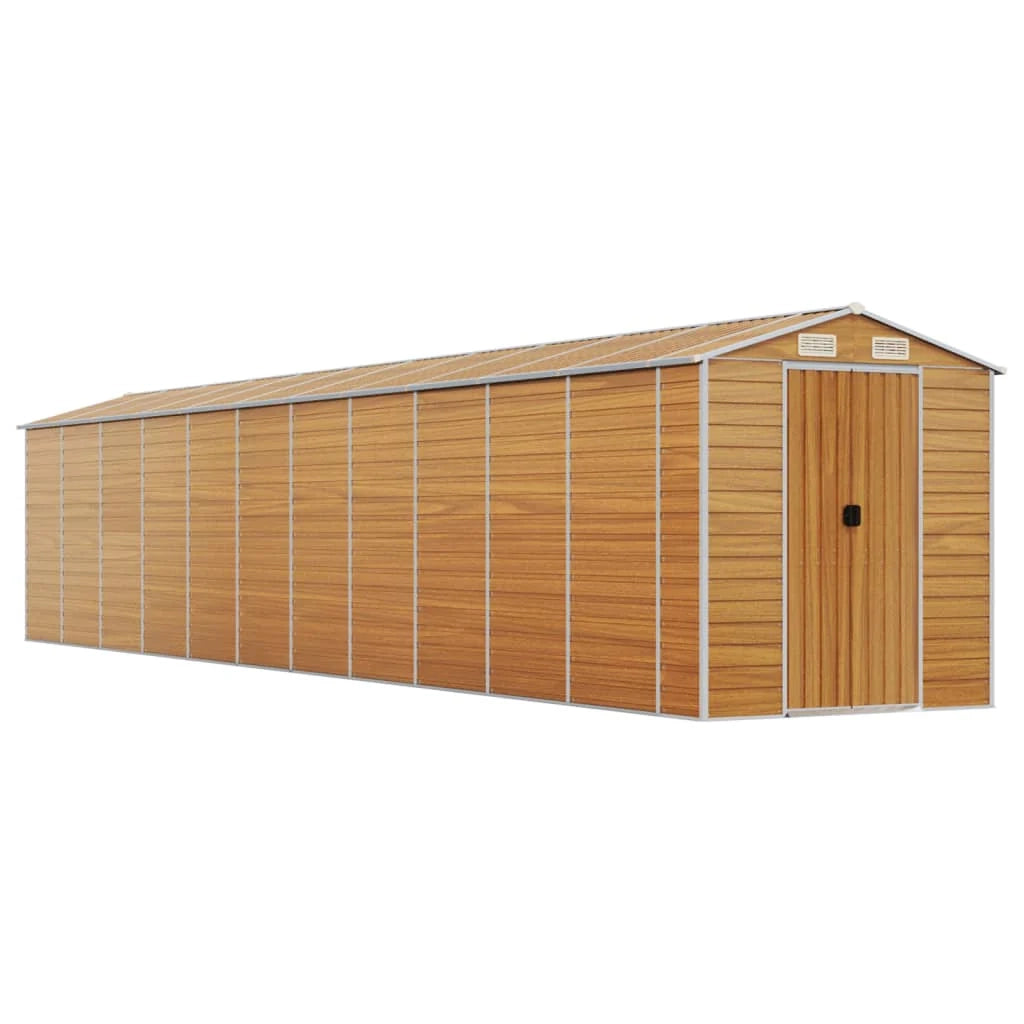 Casetta da giardino cabina ripostiglio capanno da esterno capanno per attrezzi robusta colore chiaro 191 x 980 x 198 cm acciaio zincato marrone 02_0022298
