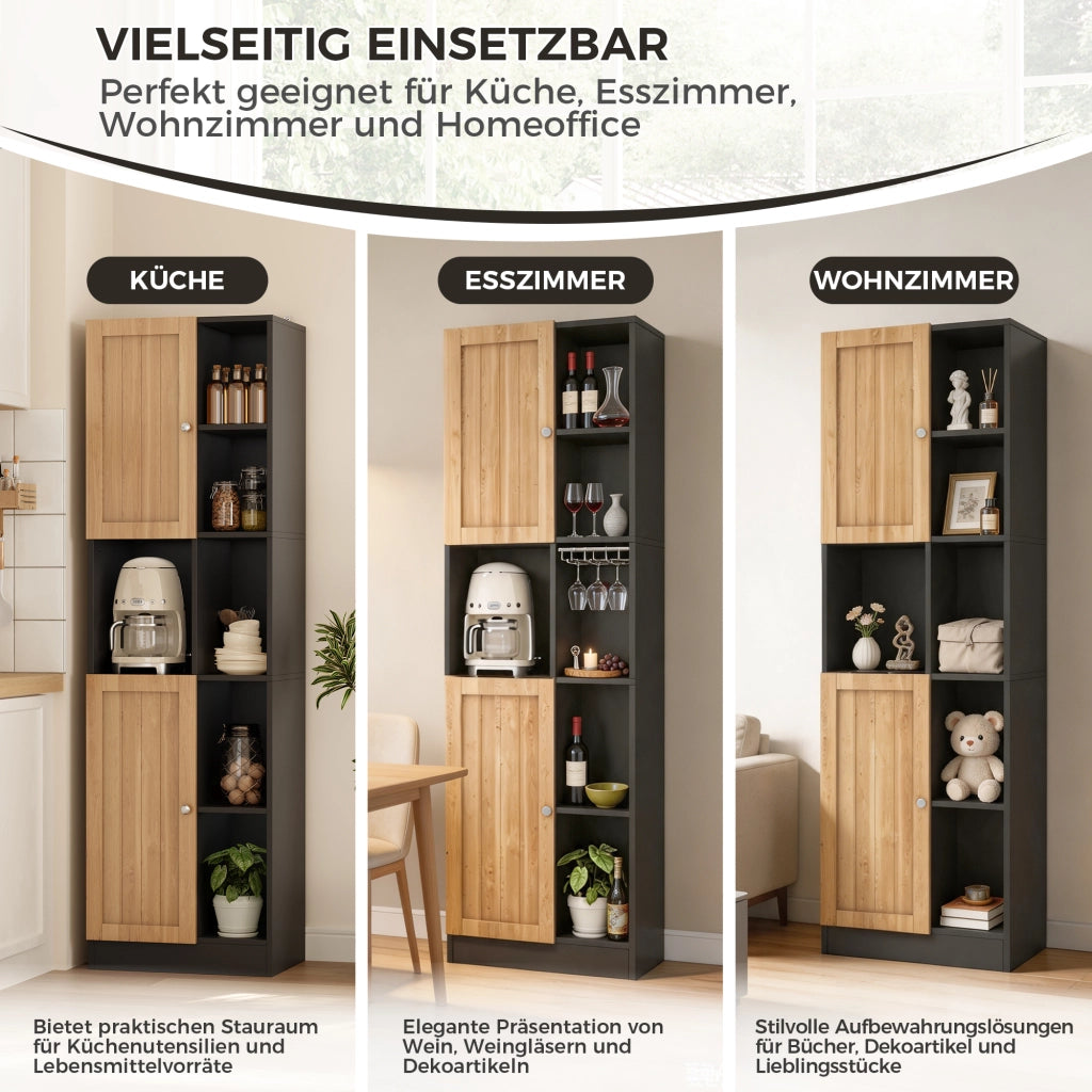 ARMADIO ANGOLARE Alto 50 x 35,5 x 170 cm MDF Nero/Legno Naturale