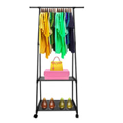 Appendiabiti Donkey Majestic Nyana Home 160x55x42 cm 2 ripiani, 1 barra superiore Nero