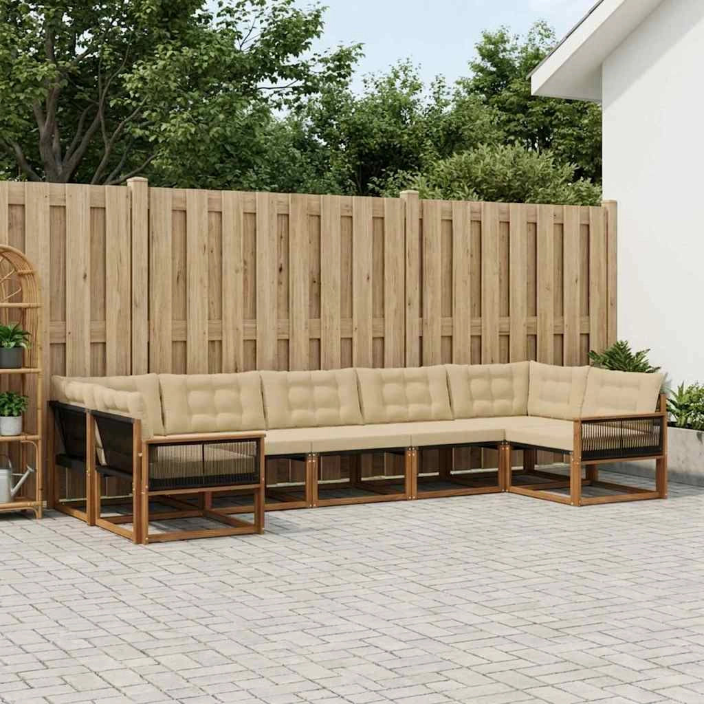 Set di divani da esterno 7 pz Naturale e Beige 3381665