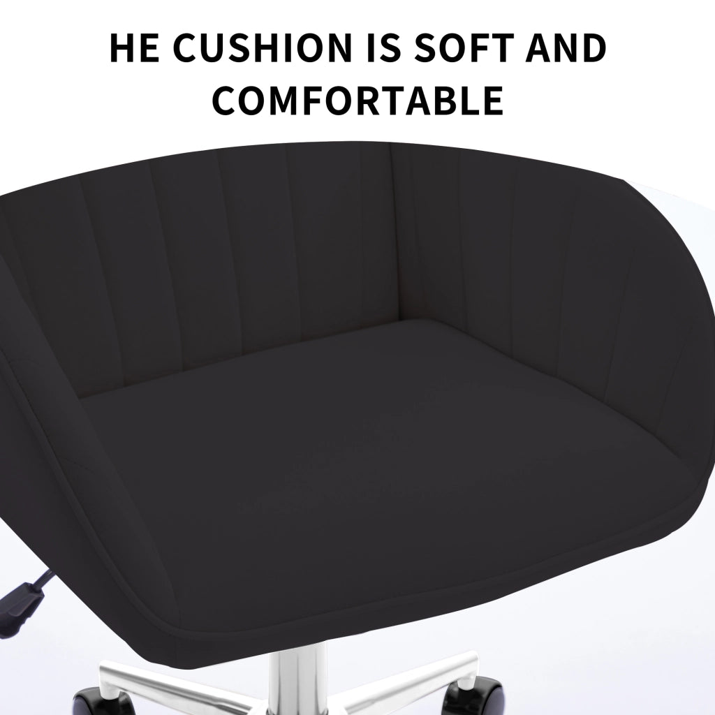 Sedia da ufficio girevole regolabile in altezza con schienale ergonomico e rotelle, per casa e studio, in velluto nero