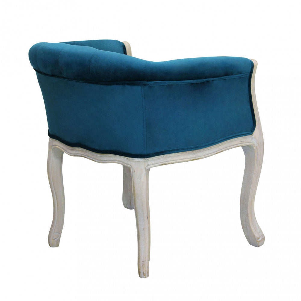 Poltrona Coreen in Velluto Blu 61x61x71 h cm in Legno Blu