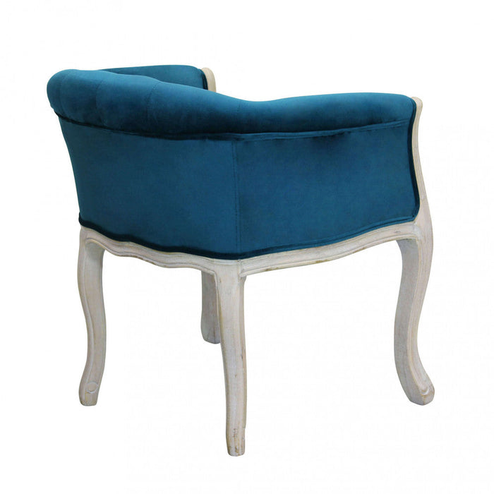 Poltrona Coreen in Velluto Blu 61x61x71 h cm in Legno Blu