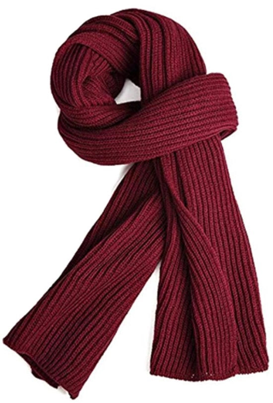 Sciarpa in lana - Sciarpa calda per inverno - Sciarpa per uomo e donna - 185 x 30 cm - Regalo di Natale - Sciarpa calda - Ideale per autunno, inverno e Natale - Rosso bordeaux
