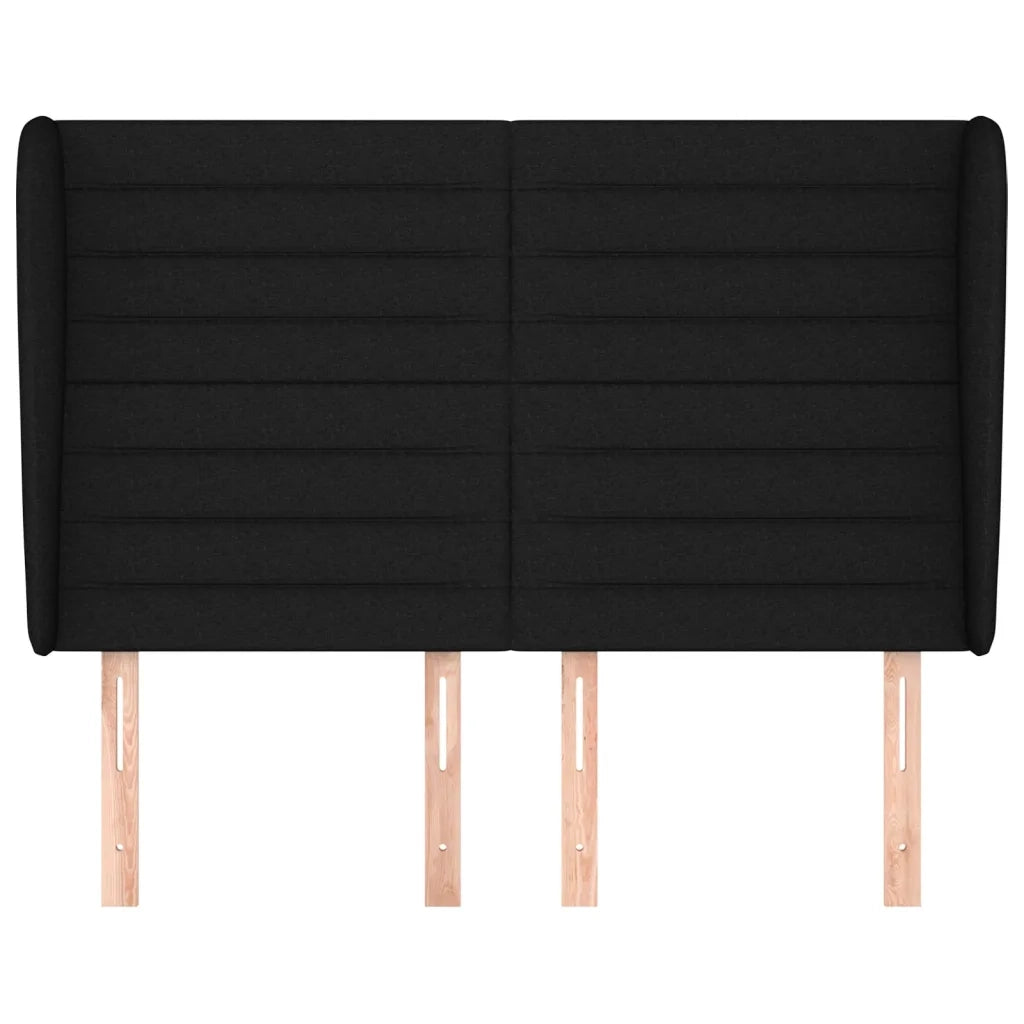 Testiera ad Orecchio Nera 147 x 23 x 118/128 cm in Tessuto