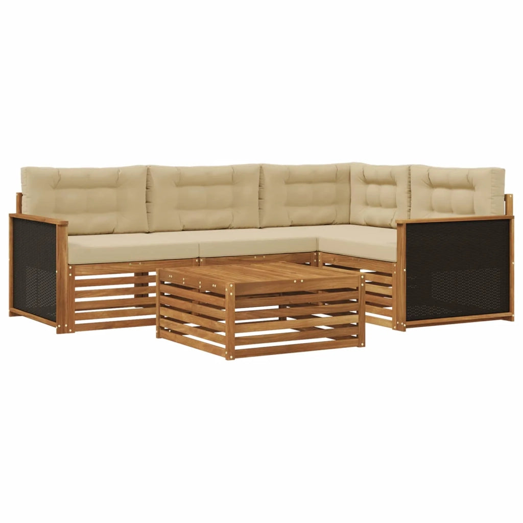 Set di divani da esterno 5 pcs Naturale e Beige 79 x 79 x 37 cm 3383316
