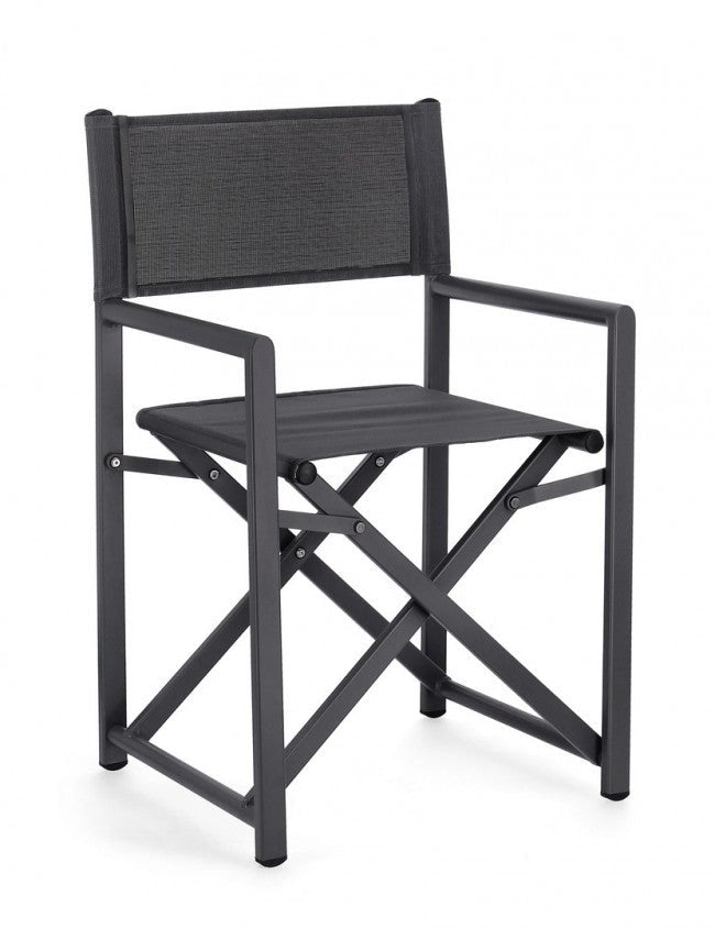 Set 2 Sedie Regista da Giardino 48x56x86h cm Taylor Grigio Scuro/Antracite
