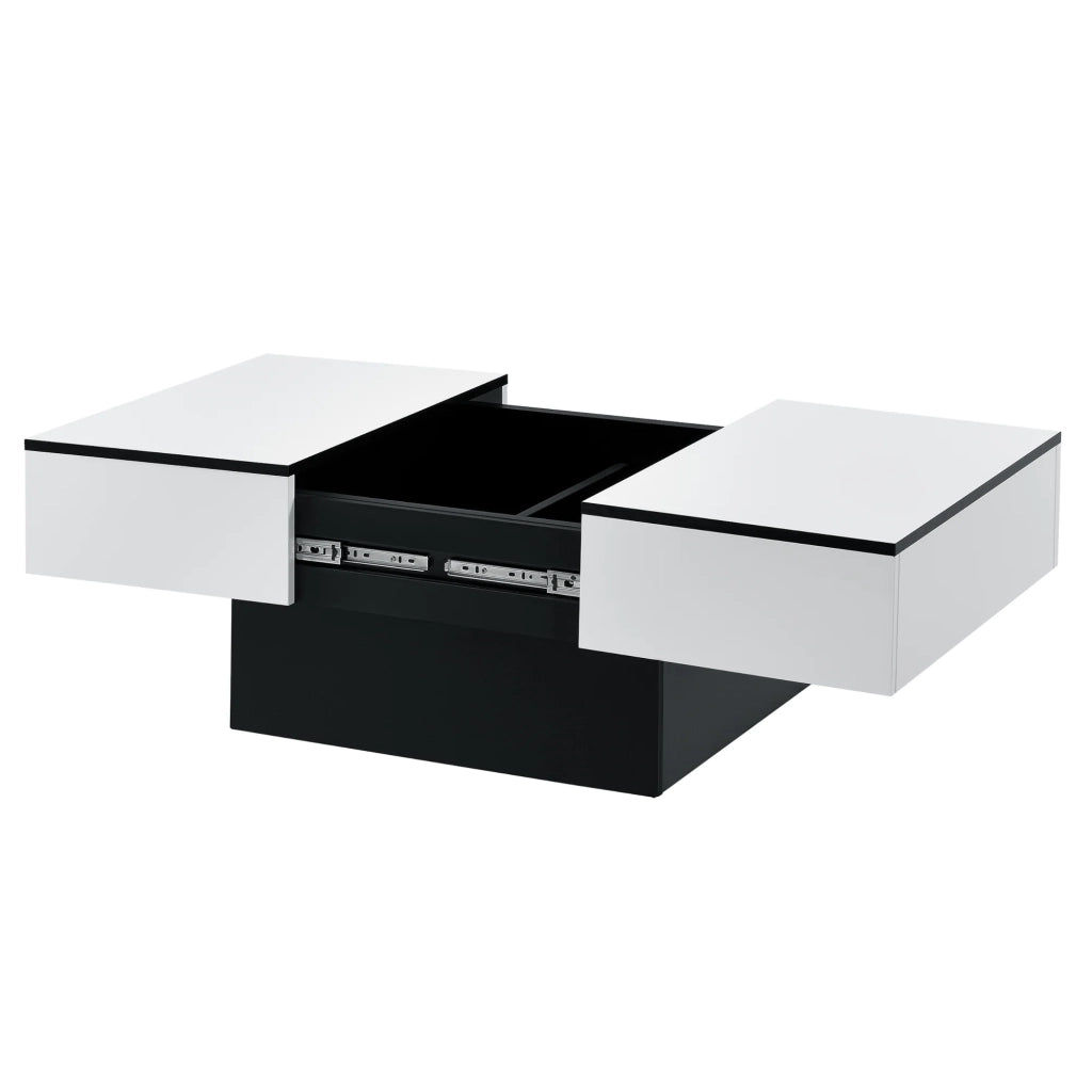 Tavolino con contenitore pannello di particelle 80 cm bianco e nero 03_0006150