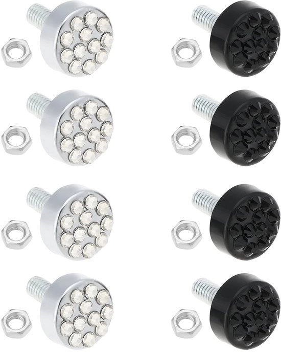 Kit di viti per fissaggio targhe di 2 pezzi - sicurezza contro la furto - viti per targhe - finitura lucida - diamantate - resistente all'ossidazione - attacco per targhe di veicoli