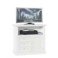 Porta tv in legno shabby chic bianco 84x40x75 (1378) - Mobili 2G