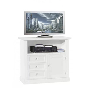 Porta tv in legno shabby chic bianco 84x40x75 (1378) - Mobili 2G