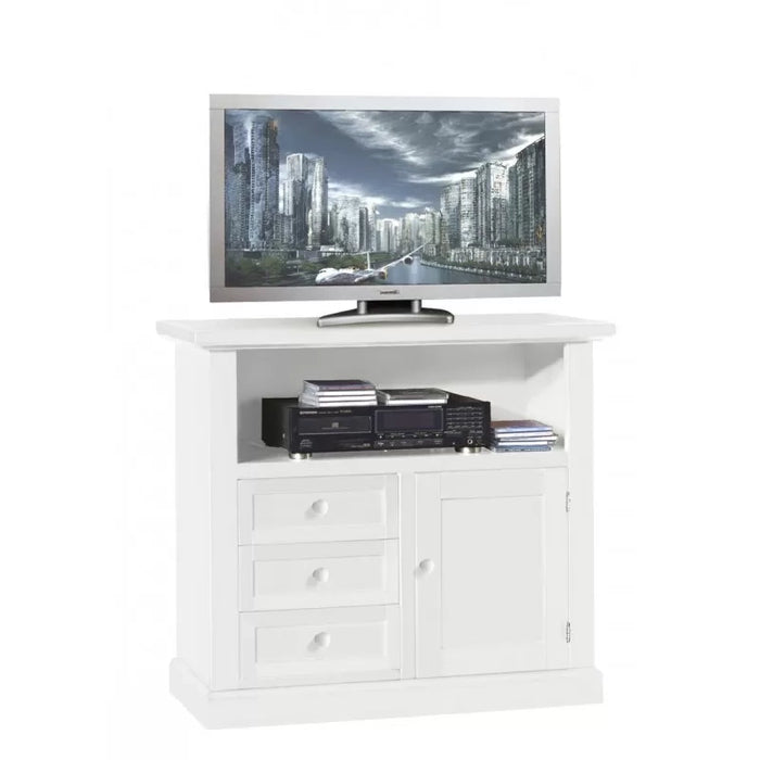 Porta tv in legno shabby chic bianco 84x40x75 (1378) - Mobili 2G