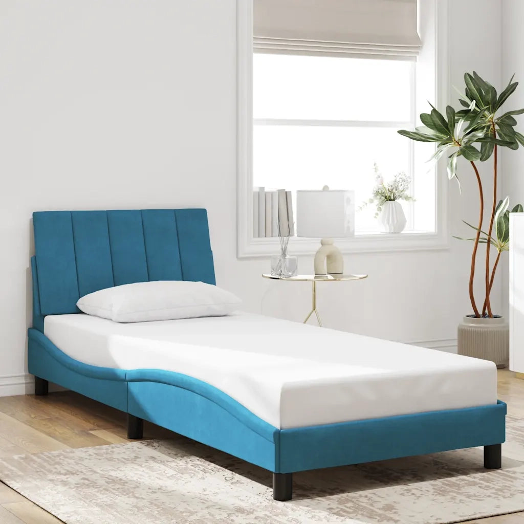 Giroletto con Testiera Blu 80x200 cm in Velluto