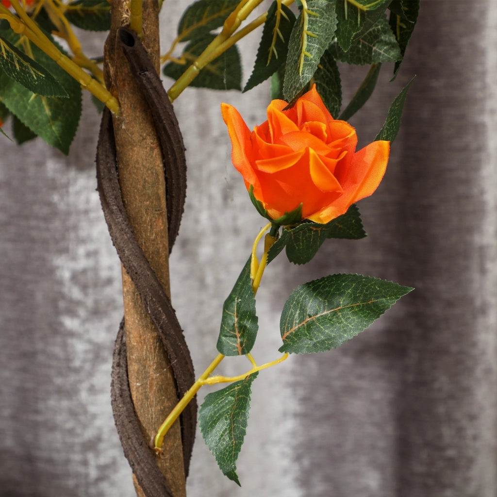 Rosa Finta Artificiale con Vaso Cemento ¨C zephmum ¨C 18x90 cm Arancione