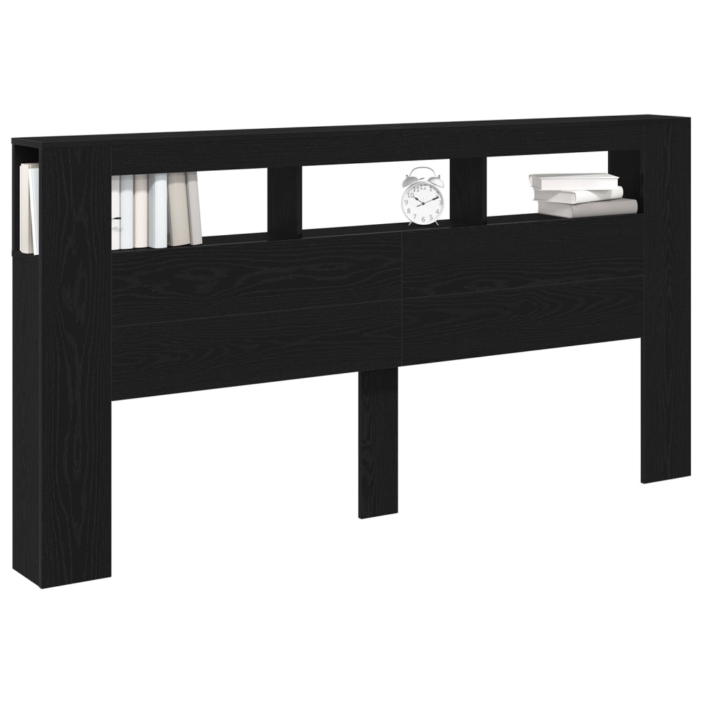 Testata di Stoccaggio  con Luci LED Quercia Nera 200x18,5x103,5 cm