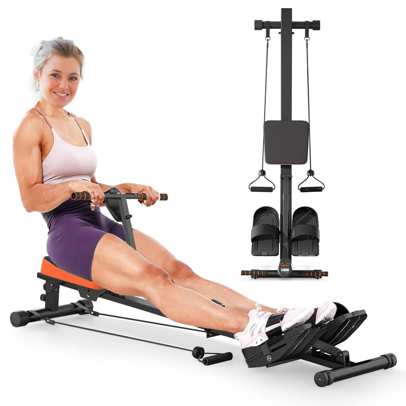 Vogatore Fitness Pieghevole da casa Vogatore a Resistenza Regolabile con indicatore Digitale 150x35x65 cm