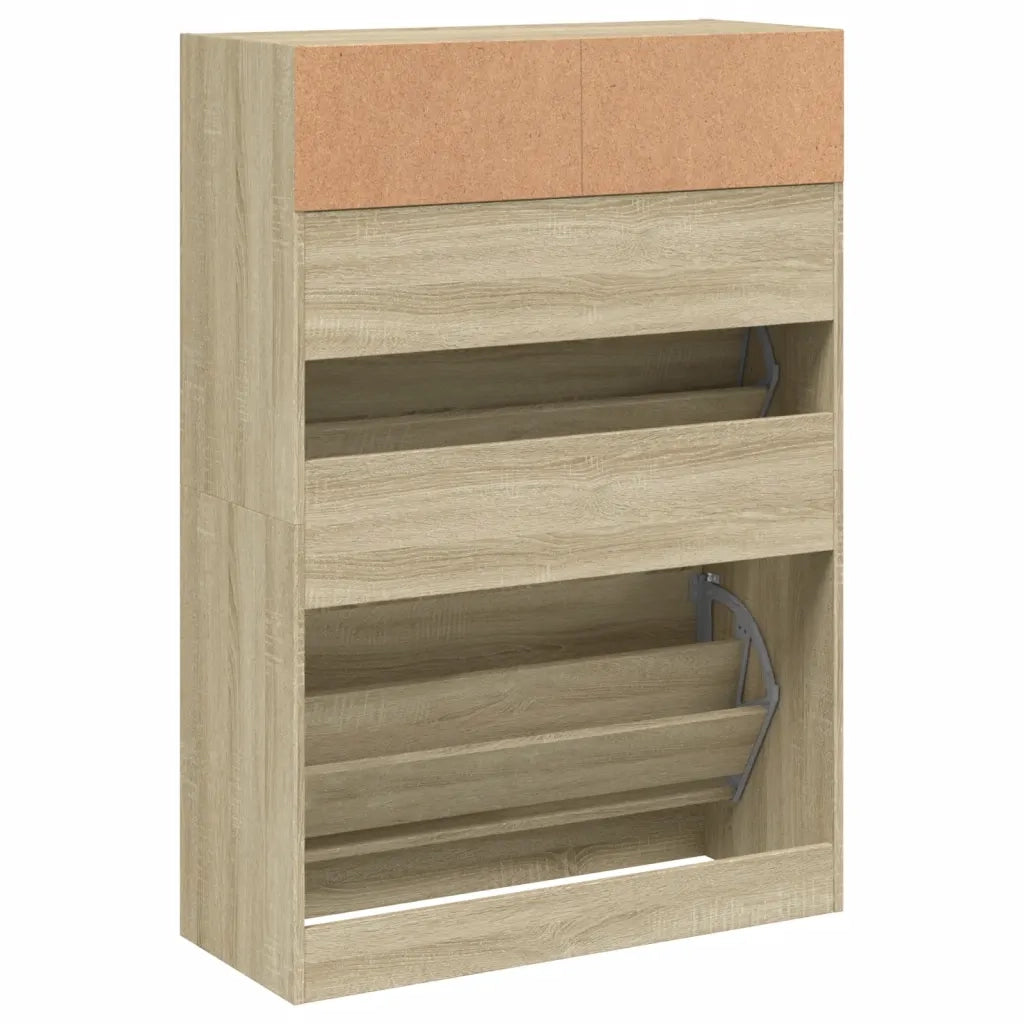 Scarpiera | Mobile per scarpe 2 Cassetti Ribaltabili Rovere Sonoma 80x34x116 cm