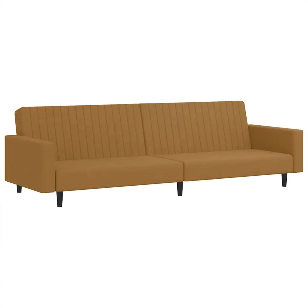 Divano Letto a 2 Posti Marrone in Velluto 375945
