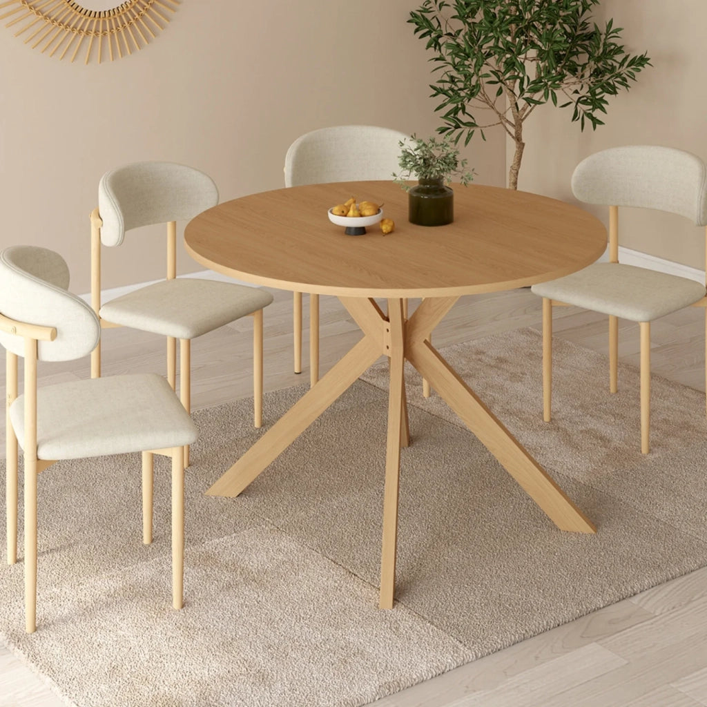 IDMarket - ALIX Tavolo da pranzo rotondo allungabile per 4-10 persone con gamba a ragno effetto faggio 110-200 cm