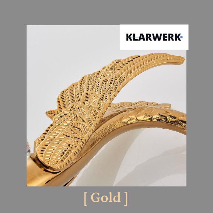 ADRIAN| Rubinetto per bagno grande di design in acciaio inossidabile aspetto cigno di lusso dorato |Miscelatore alto per lavabo independente