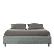 Letto matrimoniale contenitore imbottito 160x190 tessuto Aragona 7 azzurro Azelia