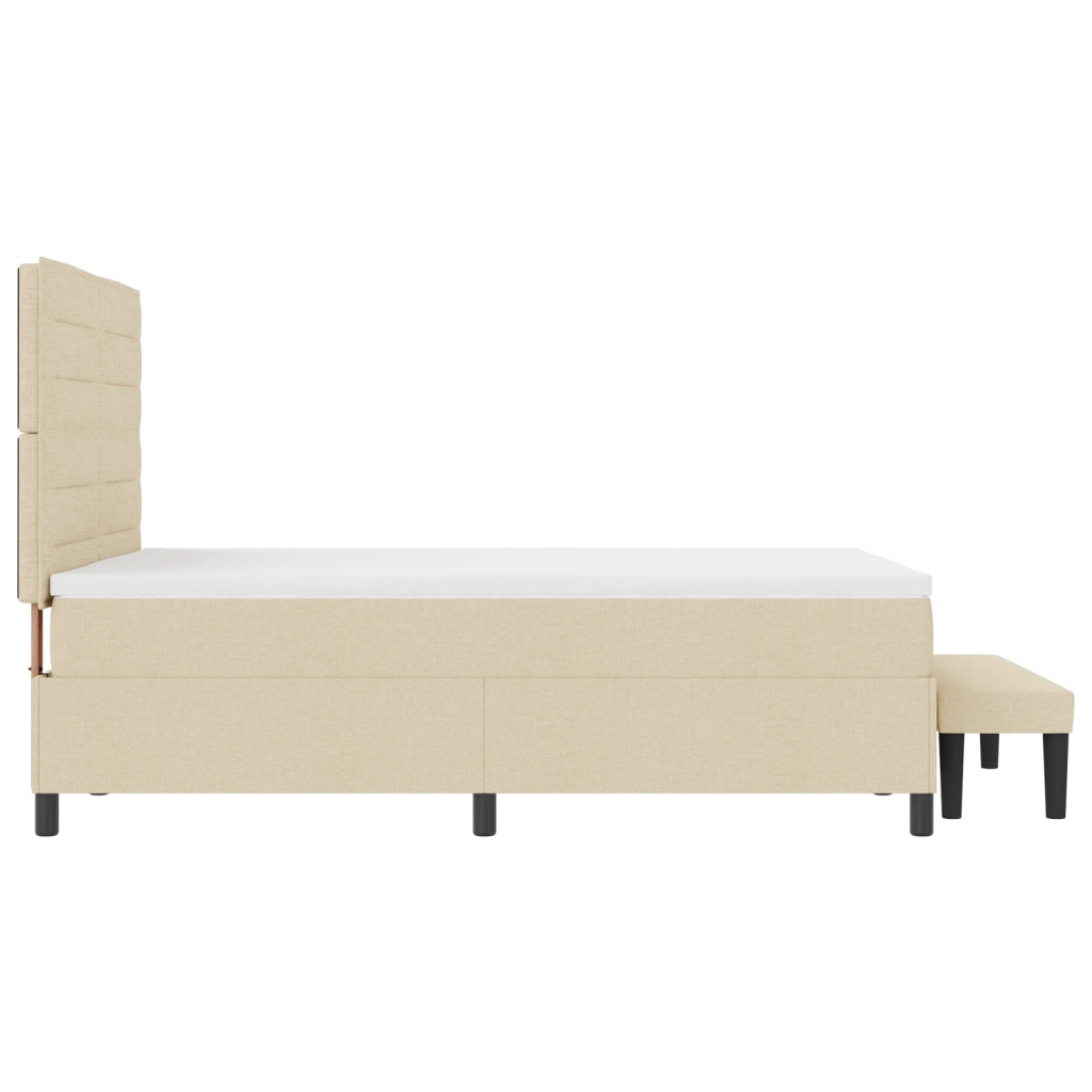 Letto a Molle con Materasso e Panchina Crema 140x200 cm Tessuto