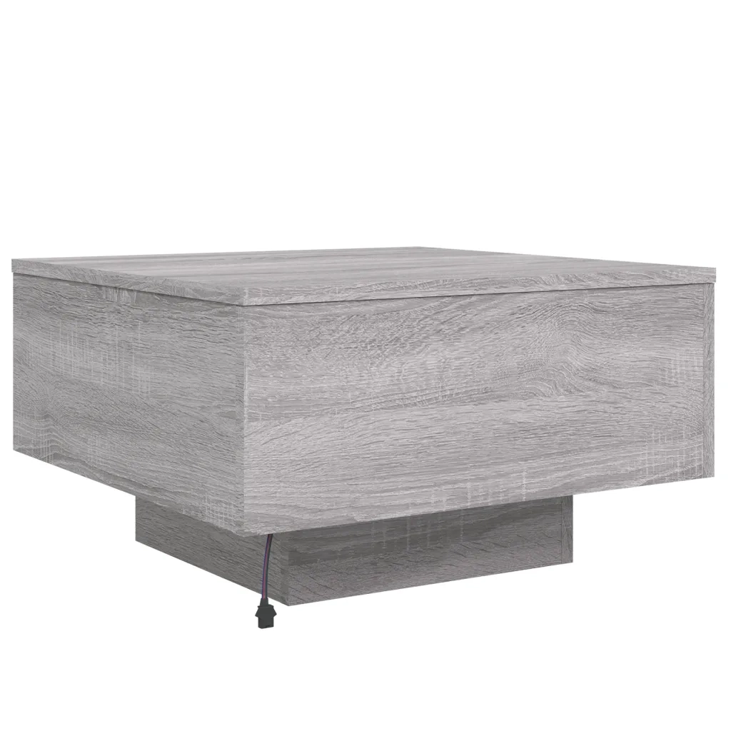 Tavolino da Soggiorno con Luci LED Grigio Sonoma 55x55x31 cm