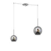 Lampadario Contemporaneo Future Metallo Cromo Vetro 2 Luci E27
