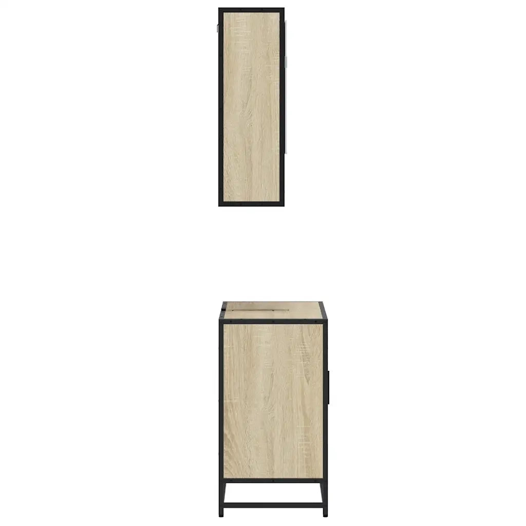 Set Mobili da Bagno 2 pz Rovere Sonoma in Legno Multistrato