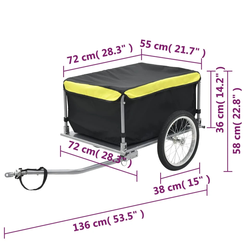 Rimorchio per bicicletta 65 kg nero e giallo 02_0004494
