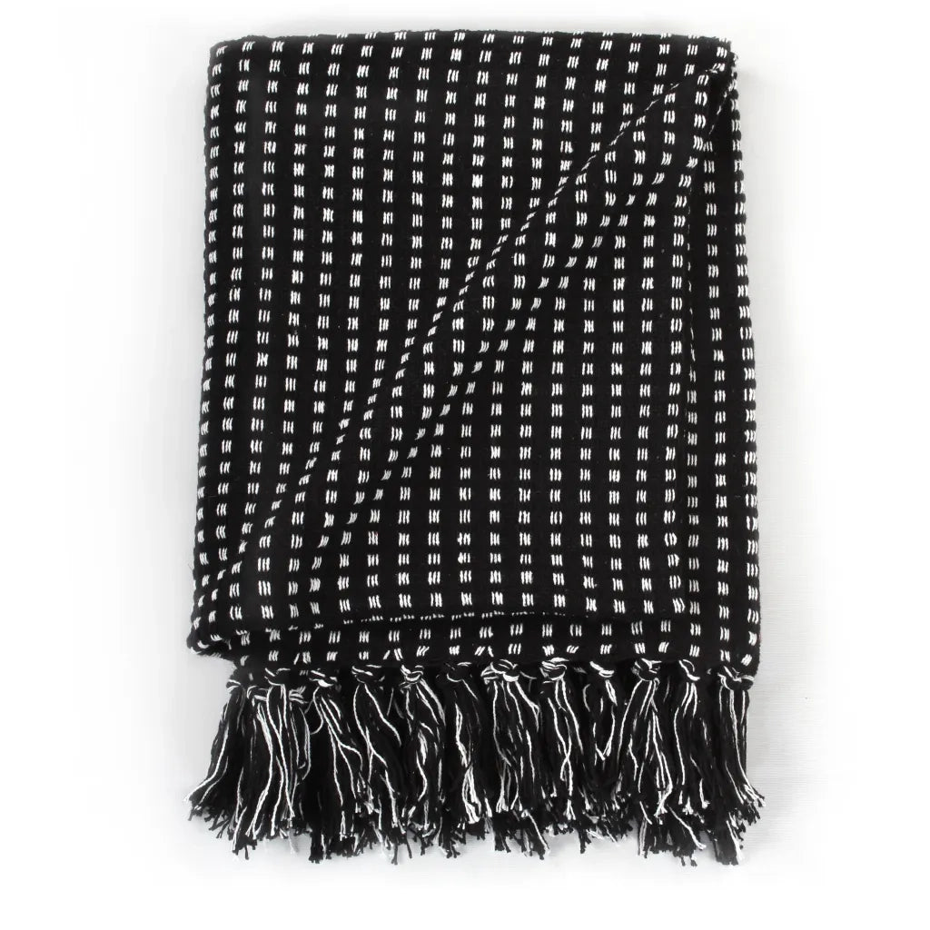 Copriletto in Cotone Motivo a Quadri 125x150 cm Nero cod mxl 77931