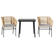 Set da Pranzo da Giardino 3pz | Set Salotto da Giardino con Cuscini Polyrattan Vetro