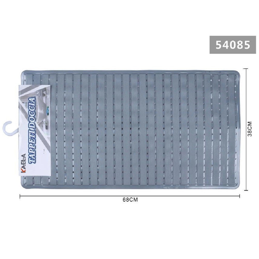 Trade Shop - Tappeto Doccia Vasca Bagno Antiscivolo 38x68cm Rettangolare A Righi Grigio 54085 -