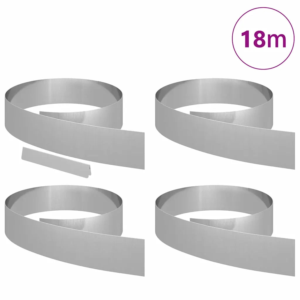 vidaXL Finitura per Prato da Giardino 4 pcs Argento 450 x 15 cm