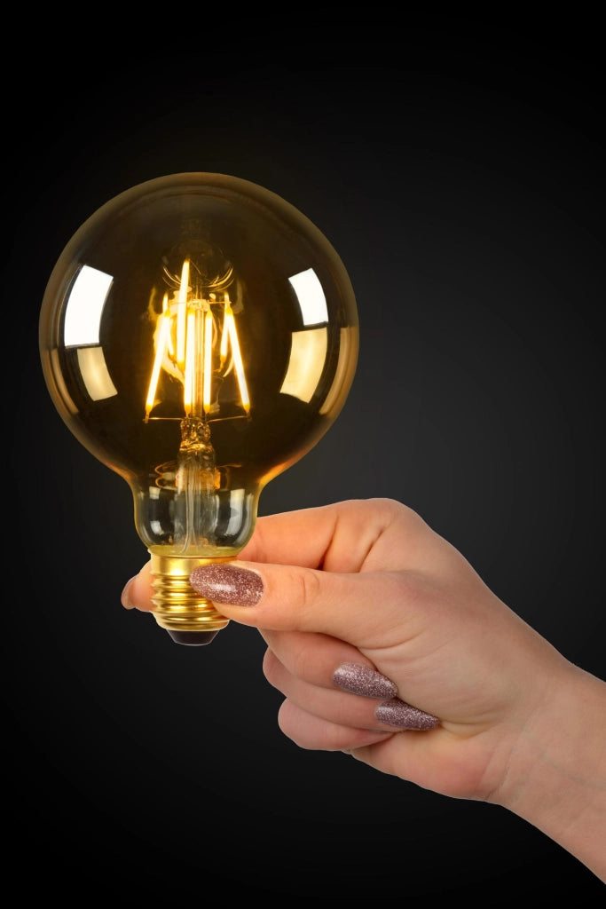 Lampadina LED filamento ambra sfera E27 5W Lucide