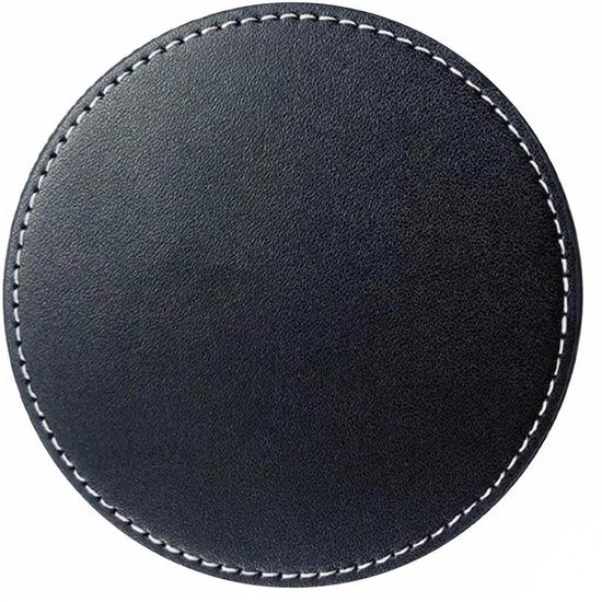 Set di 8 supporti per bicchieri in pelle, rotondi, neri, 10 cm, duraturi e antiscivolo, realizzati in pelle, ideali per caffè, birra, tè e tazze, perfetti per casa e ufficio