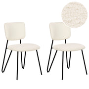 Set di 2 sedie da pranzo moderne Seduta imbottita strutturale in tessuto crema Schienale curvo senza braccioli Design moderno e contemporaneo