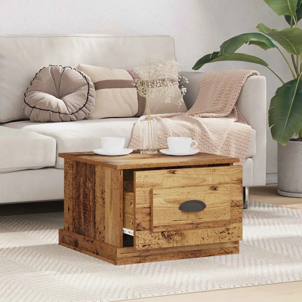 Tavolino da salotto con cassetto Legno vecchio 50 x 50 x 35 cm 881370