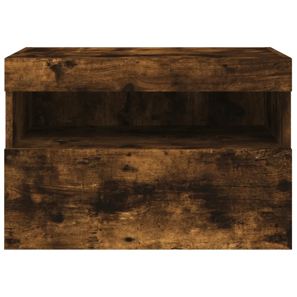 Mobile TV a Parete con Luci LED Rovere Fumo 60x30x40 cm 837191