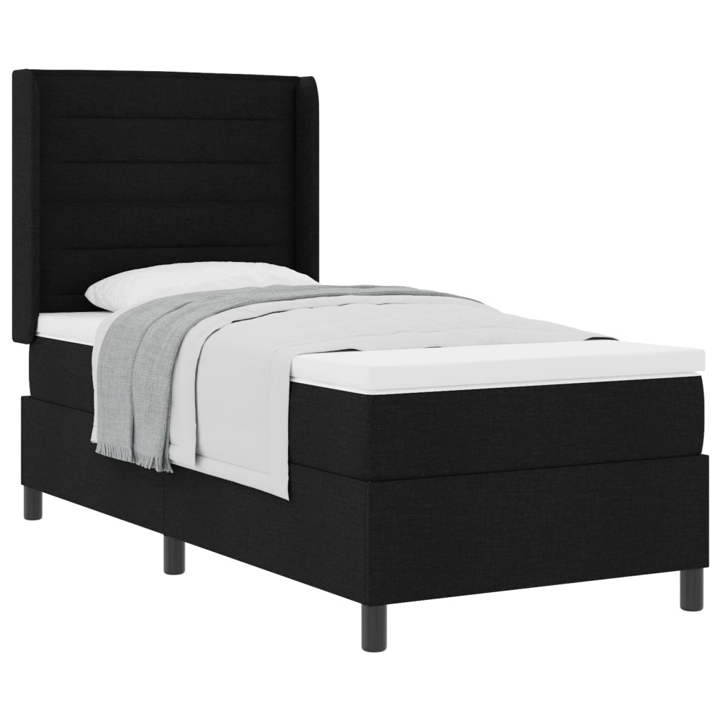 Letto Box Spring  con Materasso Nero 90x200 cm in Tessuto