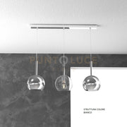 SOSP. BIANCO RETTANGOLARE 3 LUCI VETRI TUTTI PICCOLO (1X TRASPARENTE + 2X CROMO) 1155BI-S3 RP-TC