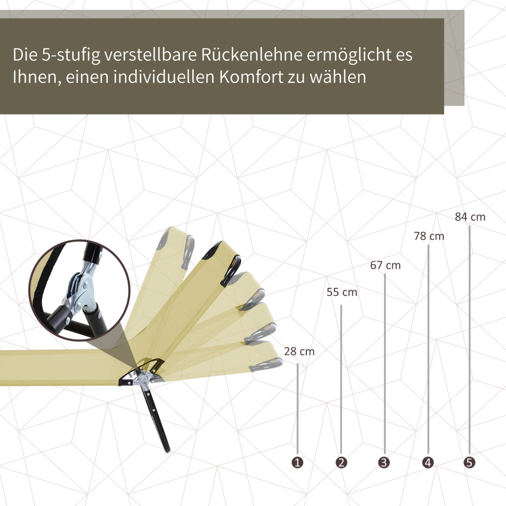 Lettino da giardino reclinabile ¨C zephmum ¨C crema metallo 190x56x28 cm
